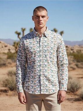 Rocking K Ranchwear By Kennington Cactus Print Long Sleeve Button Up Men S Shirt